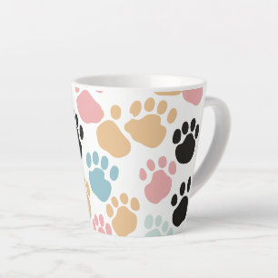 Playful Colourful Pastel Animal Paws Latte Mug