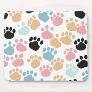 Playful Colourful Pastel Animal Paws Mouse Pad