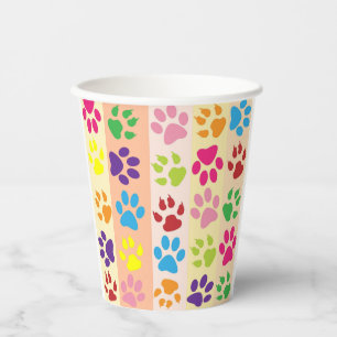 Playful Colourful Paw Prints Insulated Travel Tumb Paper Cups