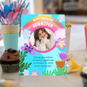 Playful Colourful Rainbow Garden Birthday Card