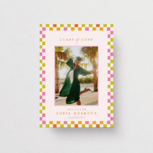 Playful Colourful Retro Photo Graduation Invitation