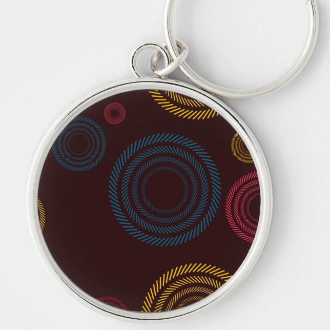 Playful, colourful, trendy, cool striped circles key ring (Front)