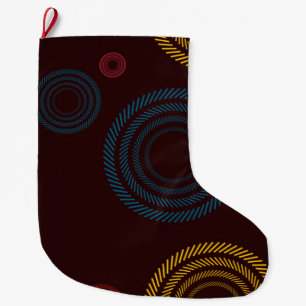 Playful, colourful, trendy, cool striped circles large christmas stocking