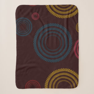 Playful, colourful, trendy, cool striped circles sherpa blanket