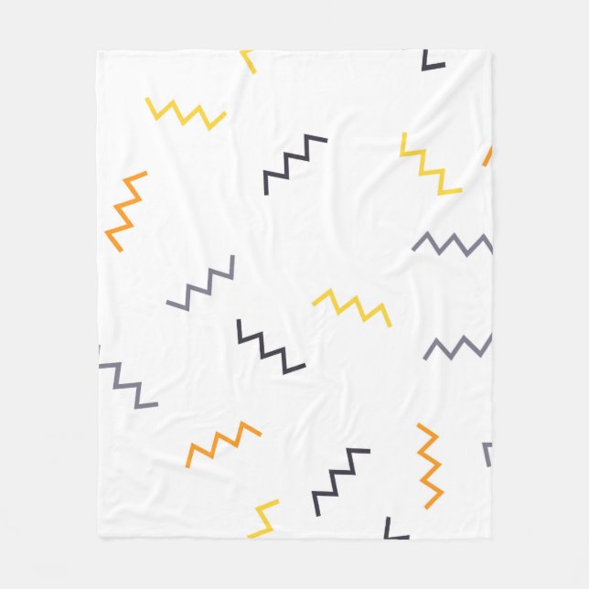 Playful, colourful, trendy, modern memphis zigzags fleece blanket (Front)