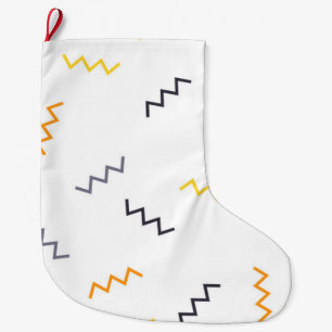 Playful, colourful, trendy, modern memphis zigzags large christmas stocking