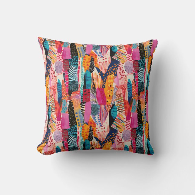 Playful Colours Abstract Pattern Cushion (Front)