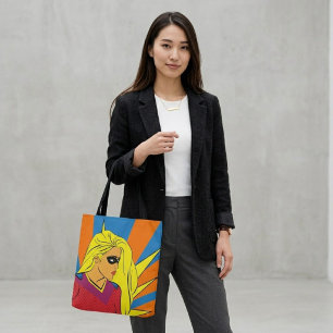 Playful Comic Print Tote Bag