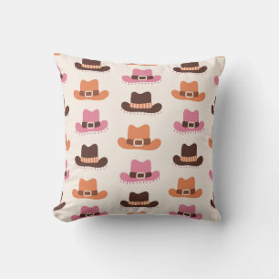 Playful Cowboy Hat Pattern Cushion