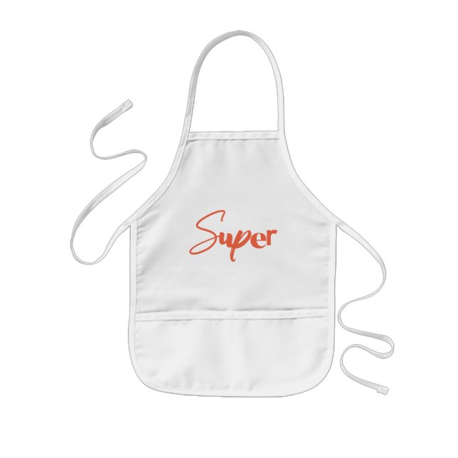 Playful, creative, cool trendy red design of Super Kids Apron (Front)