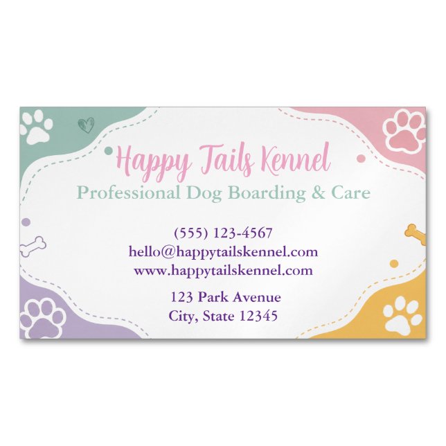 Playful Custom Kennel Magnet Business Card (Front)