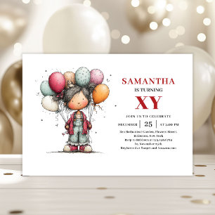 Playful Cute Little Girl Funny Birthday Invitation
