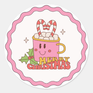 Playful Cute Merry Christmas Classic Round Sticker