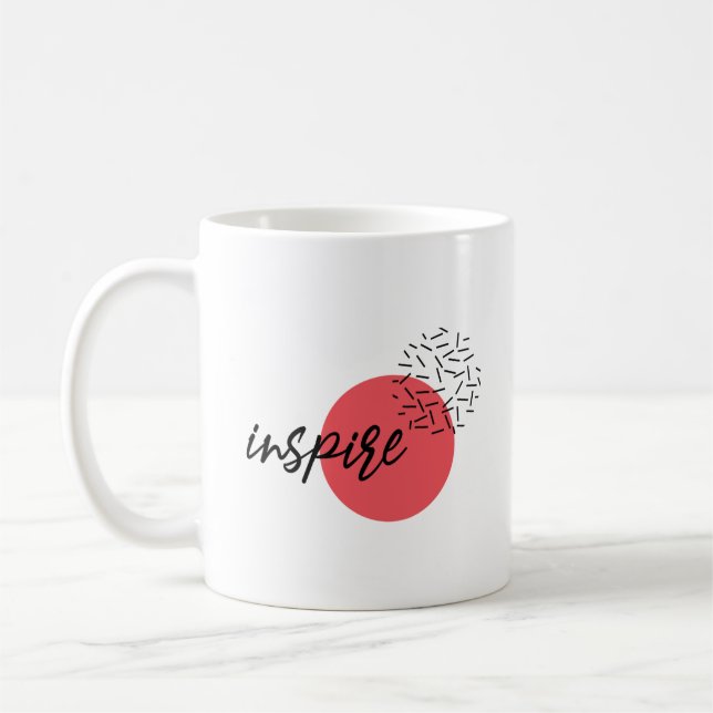Playful, cute, modern, simple design of Inspire Coffee Mug (Left)