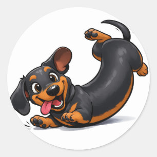 Playful Dachshund Puppy Classic Round Sticker