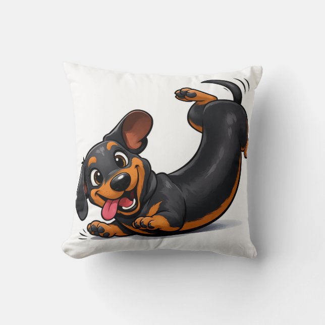 Playful Dachshund Puppy  Cushion (Front)