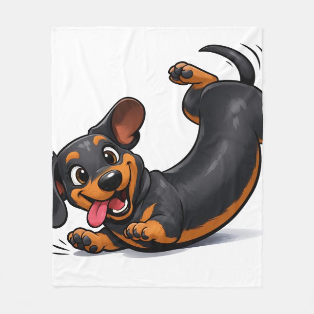 Playful Dachshund Puppy  Fleece Blanket (Front)