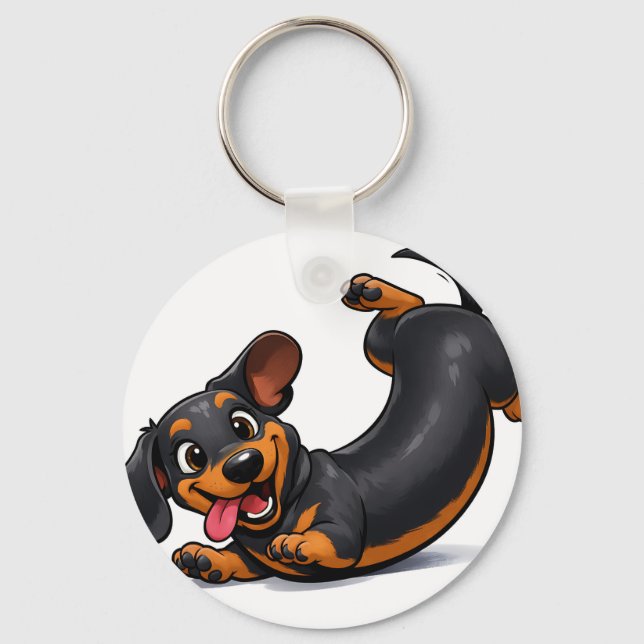Playful Dachshund Puppy  Key Ring (Front)