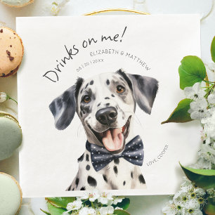 Playful Dalmatian Waiter Watercolor Customisable Napkin