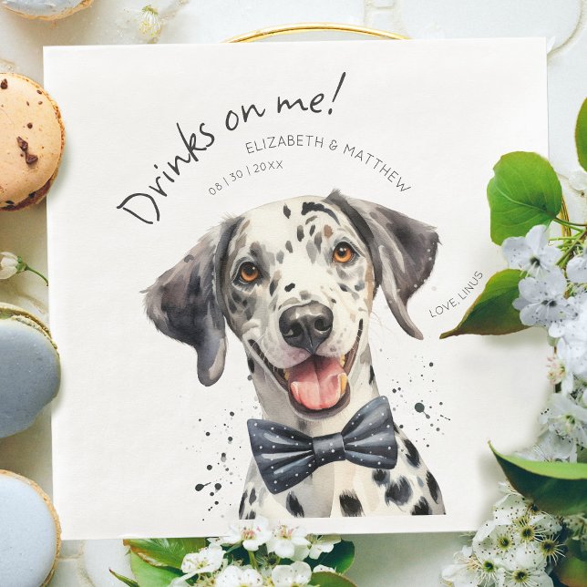 Playful Dalmatian Waiter Watercolor Customisable Napkin (Creator Uploaded)