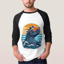 Playful Dark Grey Reptilian Monster with Sunglasse