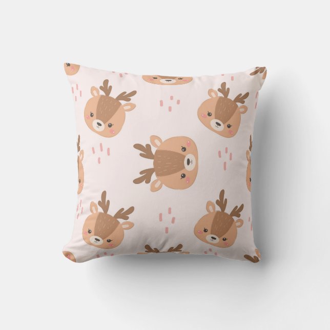 Playful Deer Head Pattern Cushion (Front)