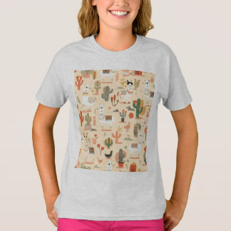 Playful Desert Llamas Pattern T-Shirt