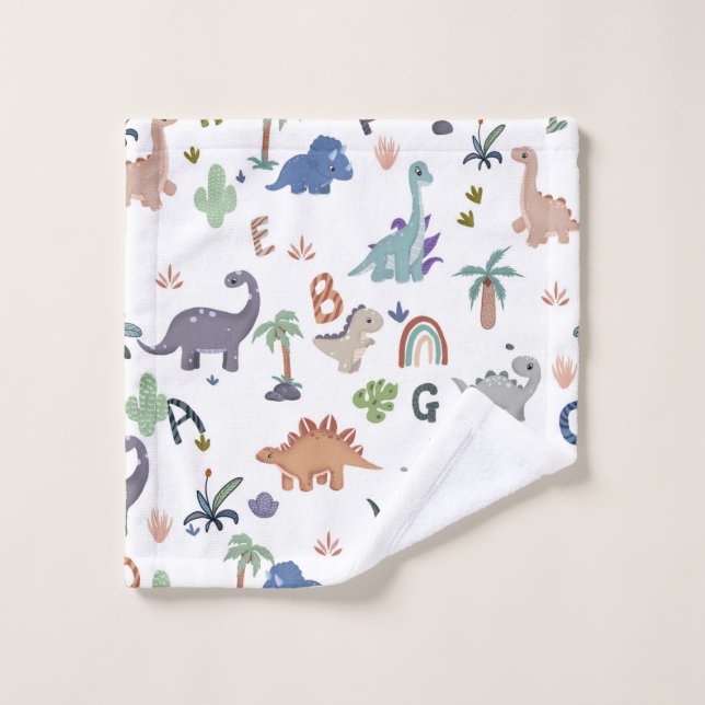 Playful Dinosaur Alphabet Pattern Wash Cloth (Wash Cloth)