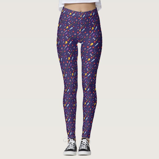 Playful DnD RPG Pattern Leggings (Front)