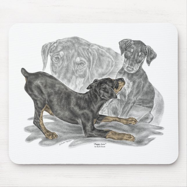 Playful Doberman Pinscher Puppies Mouse Pad (Front)