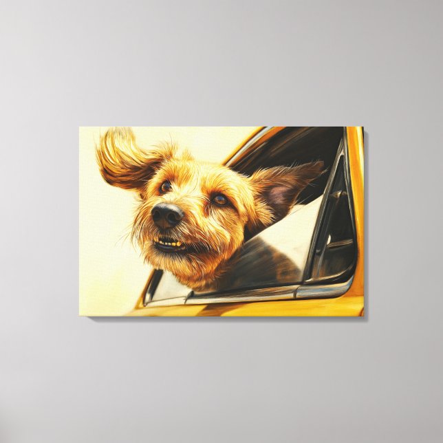 Playful Dog Enjoying Car Ride Art Print (Front)