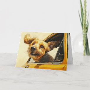 Playful Dog Enjoying Car Ride Art Print Card