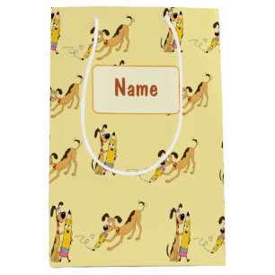 Playful Dog & Happy Pencil Pattern Medium Gift Bag