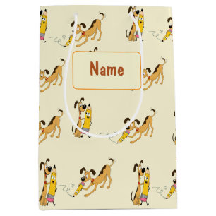 Playful Dog & Happy Pencil Pattern Medium Gift Bag