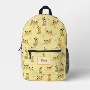 Playful Dog & Happy Pencil Pattern Printed Backpack