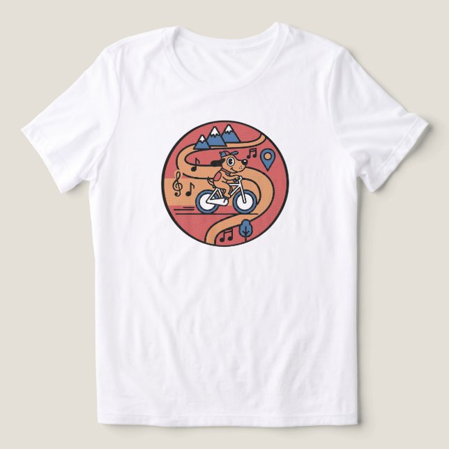 Playful Dog on Bike – Retro Cartoon | WHITE ONLY Tri-Blend Shirt (Design Front)