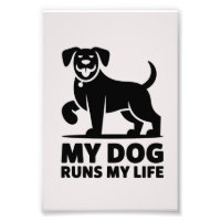 Playful Dog Outline "My Dog Runs My Life" Art