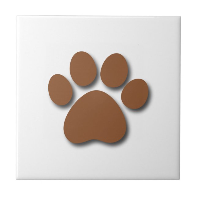 Playful Dog Paw Print for Dog Lover BROWN Tile (Front)
