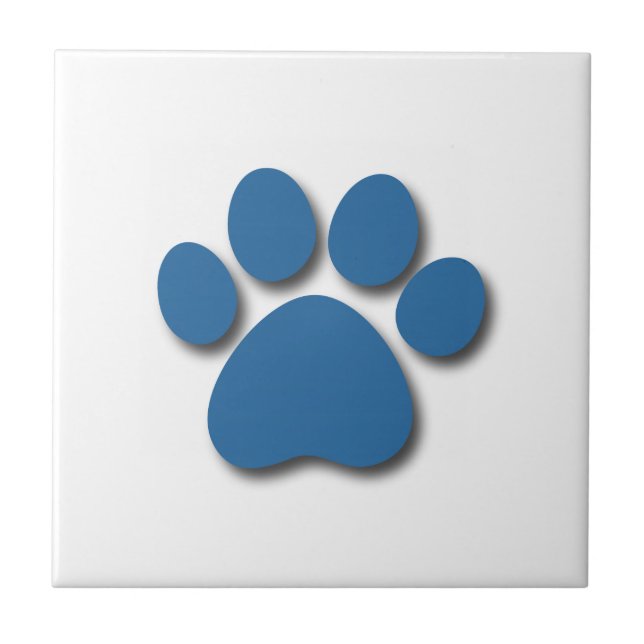 Playful Dog Paw Print for Dog Lover FRENCH BLUE Tile (Front)