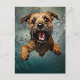 Playful Dog Swimming Underwater Design Postcard