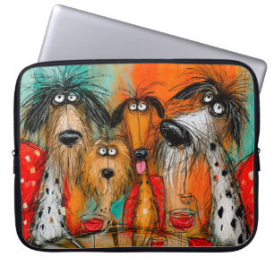Playful Dogs Game Night with Wine Laptop Sleeve