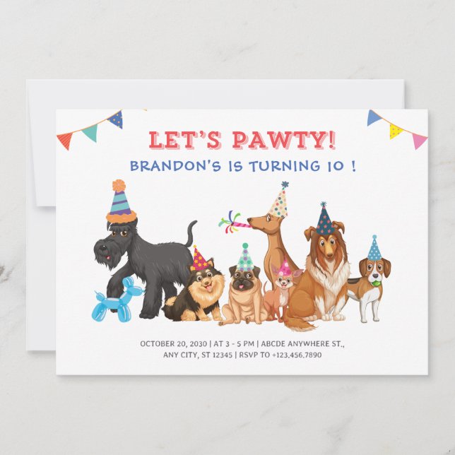 Playful Dogs party birthday  Invitation (Front)