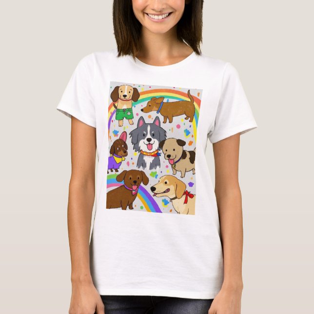Playful Dogs Puppies  T-Shirt (Front)
