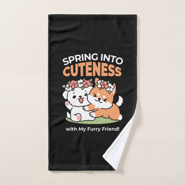 Playful Dogs with Flower Crowns – Fun Spring Theme Hand Towel (Hand Towel)