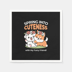 Playful Dogs with Flower Crowns – Fun Spring Theme Napkin
