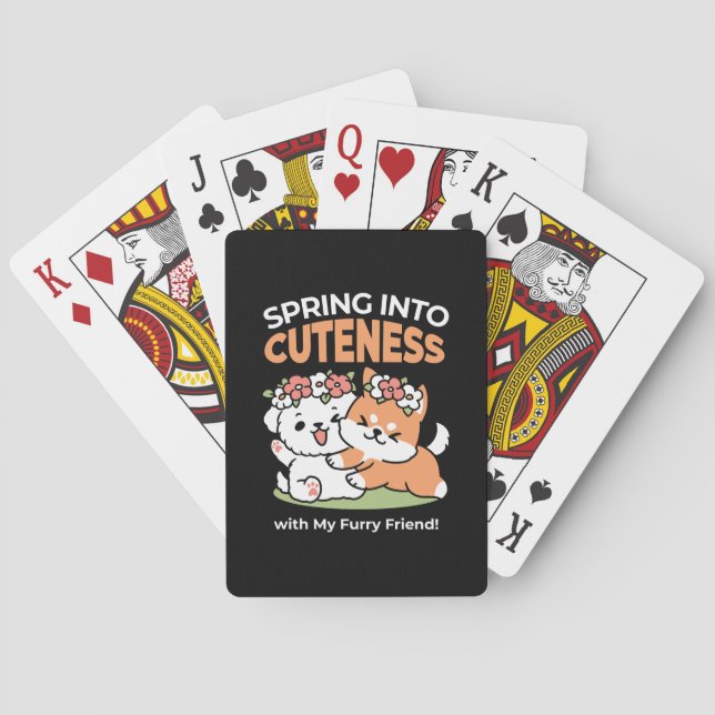 Playful Dogs with Flower Crowns – Fun Spring Theme Playing Cards (Back)