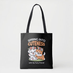 Playful Dogs with Flower Crowns – Fun Spring Theme Tote Bag