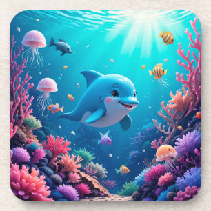 Playful Dolphin and Colourful Marine Life Coaster