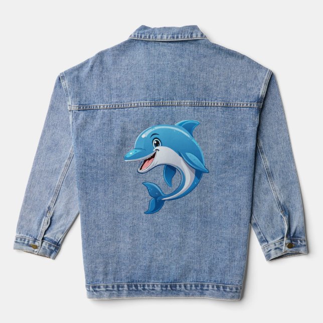 Playful Dolphin Denim Jacket (Back)
