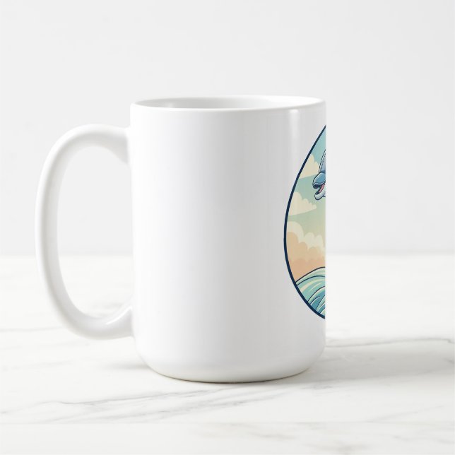 Playful Dolphin Leaping Over the Waves Coffee Mug (Left)